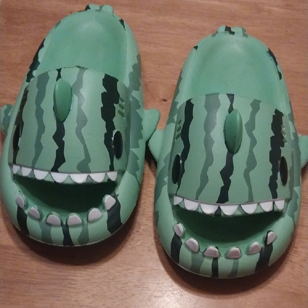 Green Watermelon Shark Slip-On Clogs